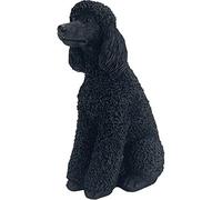 Sandicast Full Size Black Sitting Poodle Sculpture, Metal glass, Original
