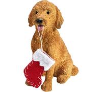 Sandicast Goldendoodle with Stocking, Resin,Christmas Ornament, Multi Color (XSO24201)