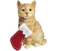 Sandicast Shorthair Ginger Tabby Cat with Santa Hat Christmas Ornament