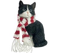Sandicast Shorthair Tuxedo Cat with Santa Hat Christmas Ornament