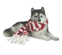 Sandicast Siberian Husky with Red and White Scarf Christmas Ornament