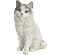 Sandicast Small Size Bicolor Ragdoll Cat Sculpture, White/Gray