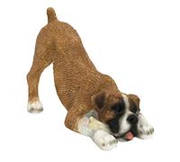 Sandicast Small Size Fawn Boxer Sculpture, Crouching