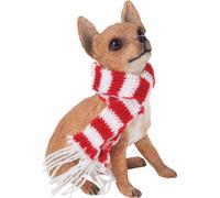 Sandicast Tan Chihuahua with Red and White Scarf Christmas Ornament
