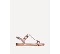 Sandie Rose Gold Faux Leather T-Bar Embellished Flat Sandals Linzi Rose Gold 6-Standard Fit