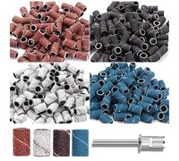 Sanding Bands for Nail Drill, 200 Pcs Nail Sanding Bands 80# 120# 180# 240# Grit Colorful with Nail Drill Bit Kit for Nails Art Manicure