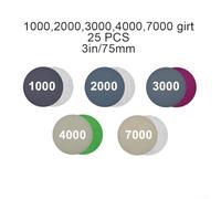 Sanding Disc Assortment with Multiple Grains for Enhanced Performance on Various Surfaces Totaling Twenty Five Pieces at a Size of Three Inches