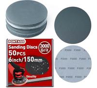 Sanding Discs for Orbital Sander, 50Pcs 6 Inches Wet and Dry Sanding Disc Grit 3000 Hook and Loop Round Orbital Sander Discs Flocking Sandpaper for Polishing Wood, Metal, Jewelry, Car, furniture, Wall