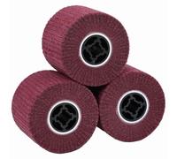 Sanding Rollers, Pack of 3, Red, 12 x 12 x 10 cm, Synthetic Fibre, Sanding Accessories for Wood, Metal, Paint for Polishing, Deburring, Smoothing and Cleaning in Workshop and Renovation