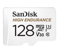 SanDisk 128GB High Endurance microSDXC card for IP cams & dash cams + SD adapter up to 10,000 Hours Full HD / 4K videos up to 100 MB/s UHS-I Class 10 U3 V30