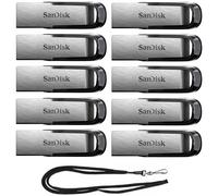 SanDisk 16gB Ultra Flair USB 30 Metallic Flash Drive SDcZ73-016g Bundle with (1) goRAM Black Lanyard (16gB, 10 Pack)