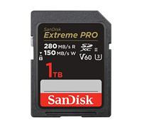SanDisk 1TB Extreme PRO SDXC card, SD Card, V60 Memory card, 6K & 4K UHD, up to 280 MB/s, Shock, Temperature, Water and X-Ray Proof, RescuePro Deluxe data recovery software, UHS-II, Class 10, U3