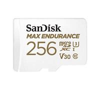 SanDisk 256GB MAX ENDURANCE, microSDXC card, for Dashcams & Home Monitoring + SD adapter up to 120,000 Hours Full HD / 4K videos, up to 100 MB/s, UHS-I, Class 10, U3, V30