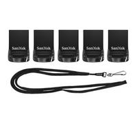 SanDisk 32gB (5 Pack) Ultra Fit USB 31 Mini Flash Drive 130MBs SDcZ430-032g Bundle with (1) goRAM Lanyard (32gB, 5 Pack)