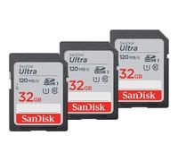 SanDisk 32GB Ultra Class 10 UHSI SDHC Memory Cards 3 Pack