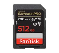 SanDisk 512GB Extreme PRO SDXC card, SD Card, V30 Memory Card, 4K UHD, up to 200 MB/s, SanDisk QuickFlow Technology, RescuePro Deluxe Data Recovery Software, UHS-I, Class 10, U3, V30