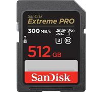 SanDisk 512GB Extreme PRO SDXC card, SD Card, V90 Memory Card, 8K, 4K and Full HD Video, up to 300 MB/s Shock, Temperature, Water and X-Ray Proof, UHS-II, Class 10 U3