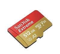 SanDisk 619659173760 Extreme 512GB microSDXC Memory Card + SD Adapter with A2 App Performance + Rescue Pro Deluxe, up to 160MB/s, Class 10, UHS-I, U3, V30,Red/Gold