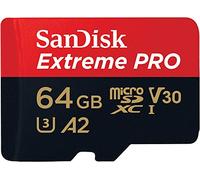 SanDisk 64GB Extreme PRO microSDXC Card + SD Adapter + RescuePro Deluxe, up to 200MB/s, with A2 App Performance, UHS-I, Class 10, U3, V30, Black (SDSQXCU-064G-GN6MA)