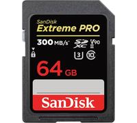 SanDisk 64GB Extreme PRO SDXC card, SD Card, V90 Memory Card, 8K, 4K and Full HD Video, up to 300 MB/s, Shock, Temperature, Water and X-Ray Proof, UHS-II, Class 10, U3