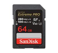 SanDisk 64GB Extreme PRO SDXC, Card up to 280MB/s, UHS-II, Class 10, U3, V60