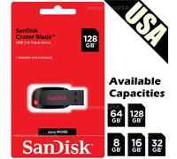 Sandisk 8GB 16GB 32GB 64GB 128GB Cruzer Blade Flash Drive Memory Stick USB Lot