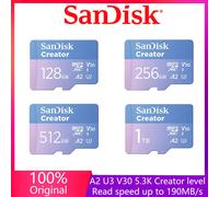 SanDisk creator Micro SD 128GB 256GB microSDXC UHS-I 512GB 1TB CARD V30 A2 4K Max 190MB/s TF Card for Smartphone Camera Drone