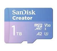 SANDISK Creator microSD Card + Adapter 1TB, Up to 190MB/s Read Speeds | UHS-I, V30, 5K, 4K UHD, U3, C10, A2, Ideal for Cameras & Drones, 3 Months of Adobe Lightroom Included