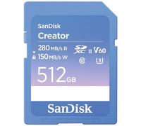SanDisk Creator SD Memory Card 512GB, Up to 280MB/s Read Speeds, UHS-II | V60, U3, C10, 6K, 4K UHD, Up to 280MB/s Read Speeds, 1 Month of Adobe Creative Cloud Included
