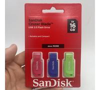 SanDisk Cruzer Blade 16GB USB 2.0 Flash Drive 3-Pack Multicoloured