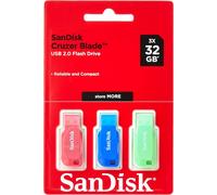 SanDisk Cruzer Blade 32Gb USB Flash Drive - 3 Pack (Red, Blue & Green)