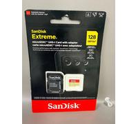 SANDISK Extreme microSD Card + Adapter 128GB, Up to 190MB/s Read Speeds | UHS-I, V30, 4K UHD, U3, C10, A2, Up to 90MB/s Write Speeds, Ideal for Action cams, Drones, Smartphones