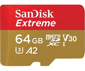 SanDisk Extreme 64GB microSDXC UHS-I, V30, 170MB/s read, 80MB/s write, memory card for 4K video on smartphones, sports cameras and drones