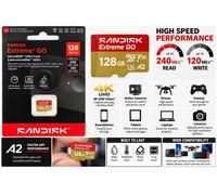 SanDisk Extreme GO 128GB microSDXC Memory Card 240MB/s U3 V30 A2 5K