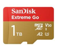 SANDISK Extreme Go micro SDXC card 1TB + SD adapter (For Android Devices, Gaming Consoles, Drones, Action Cams, UHS-I, up to 200 MB/s, V30, 5K, 4K, UHD, Rescue PRO, Class 10, U3) For Amazon