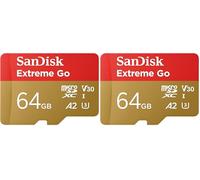 SANDISK Extreme Go micro SDXC card 64GB + SD adapter (For Android Devices, Gaming Consoles, Drones, Action Cams, UHS-I, up to 200 MB/s, V30, 5K, 4K, UHD, Rescue PRO, Class 10, U3) For Amazon