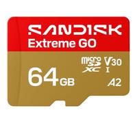 SANDISK Extreme GO microSDXC UHS-I Card, 64GB, 5K & 4K UHD Video, Read 170MB/s, Write 80MB/s, A2, U3, V30, High Speed for Android, Action Camera and Video Games