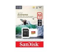 SanDisk Extreme Micro SDXC Micro SD U3 A2 V30 4K 170MB/s with SD adapter - 64GB