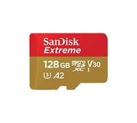 SANDISK Extreme microSD Card + Adapter 128GB, Up to 190MB/s Read Speeds | UHS-I, V30, 4K UHD, U3, C10, A2, Up to 90MB/s Write Speeds, Ideal for Action cams, Drones, Smartphones