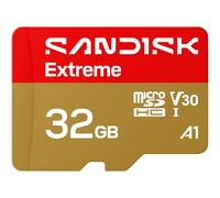 SANDISK Extreme microSDHC UHS-I Card + SD Adpater, 32GB (up to 100MB/s read, 60MB/s write speed, 5K video, C10, V30, U3, A1) For Action Cams, Drones, Android devices, Laptops