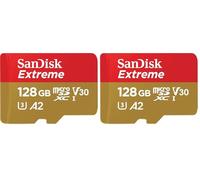 SANDISK Extreme microSDXC card 128GB + SD Adapter (for Action Cams and Drones, up to 190 MB/s, with A2 App Performance, RescuePRO Deluxe, UHS-I, Class 10, U3, V30) (Pack of 2)