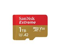 SANDISK Extreme microSDXC card 1TB +SD adapter (microSD card for smartphones, action cameras, drones, V30, up to 190 MB/s, SANDISK QuickFlow Technology, RescuePro Deluxe, UHS-I, 4k, V30, A2, C10, U3)