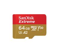 SANDISK Extreme microSDXC card 64GB +SD adapter (microSD card for smartphones, action cameras, drones, V30, up to 170 MB/s, SANDISK QuickFlow Technol