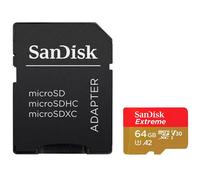 SanDisk Extreme PLUS - Flash memory card (microSDXC to SD adapter included) - 64 GB - A2 / Video Class V30 / UHS-I U3 /