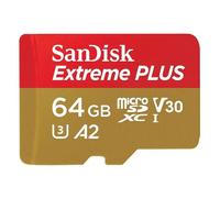 SanDisk Extreme PLUS - Flash memory card (microSDXC to SD adapter included) - 64 GB - A2 / Video Class V30 / UHS-I U3 /