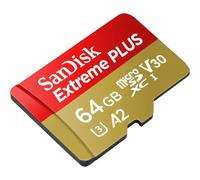 SanDisk Extreme PLUS - Flash memory card (microSDXC to SD adapter included) - 64 GB - A2 / Video Class V30 / UHS-I U3 /