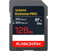 SANDISK Extreme PRO SD UHS-II V90 Card 128GB (read speeds up to 310MB/s, write speeds up to 304MB/s, works with DSLR and Mirrorless cameras)