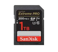 Sandisk Extreme Pro 1Tb Sdxc Memory Card + 2 Years Rescuepro Deluxe Up To 200Mb/S & 140Mb/S Read/Write Speeds, Uhs-I, Class 10, U3, V30 One Colour