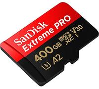 SanDisk Extreme Pro 400 GB microSDXC Memory Card + SD Adapter with A2 App Performance + Rescue Pro Deluxe 170 MB/s Class 10, UHS-I, U3, V30, Red/Gold SDSQXCZ-400G-GN6MA