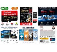 SanDisk Extreme PRO 512GB microSDXC UHS-I Card U3 V30 A2 200MB/s 4K + Adapter
